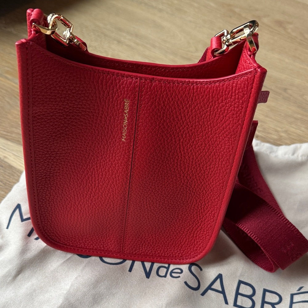 MAISON de SABRÉ  Sabre Mini Red Leather Saddle Bag / Crossbody Bag